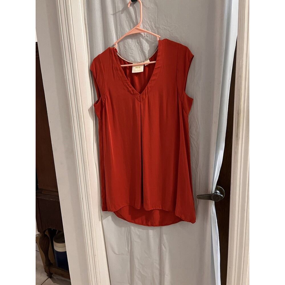 anyhropologie maeve red ally cupro oversized back cutout tunic top size s Boho